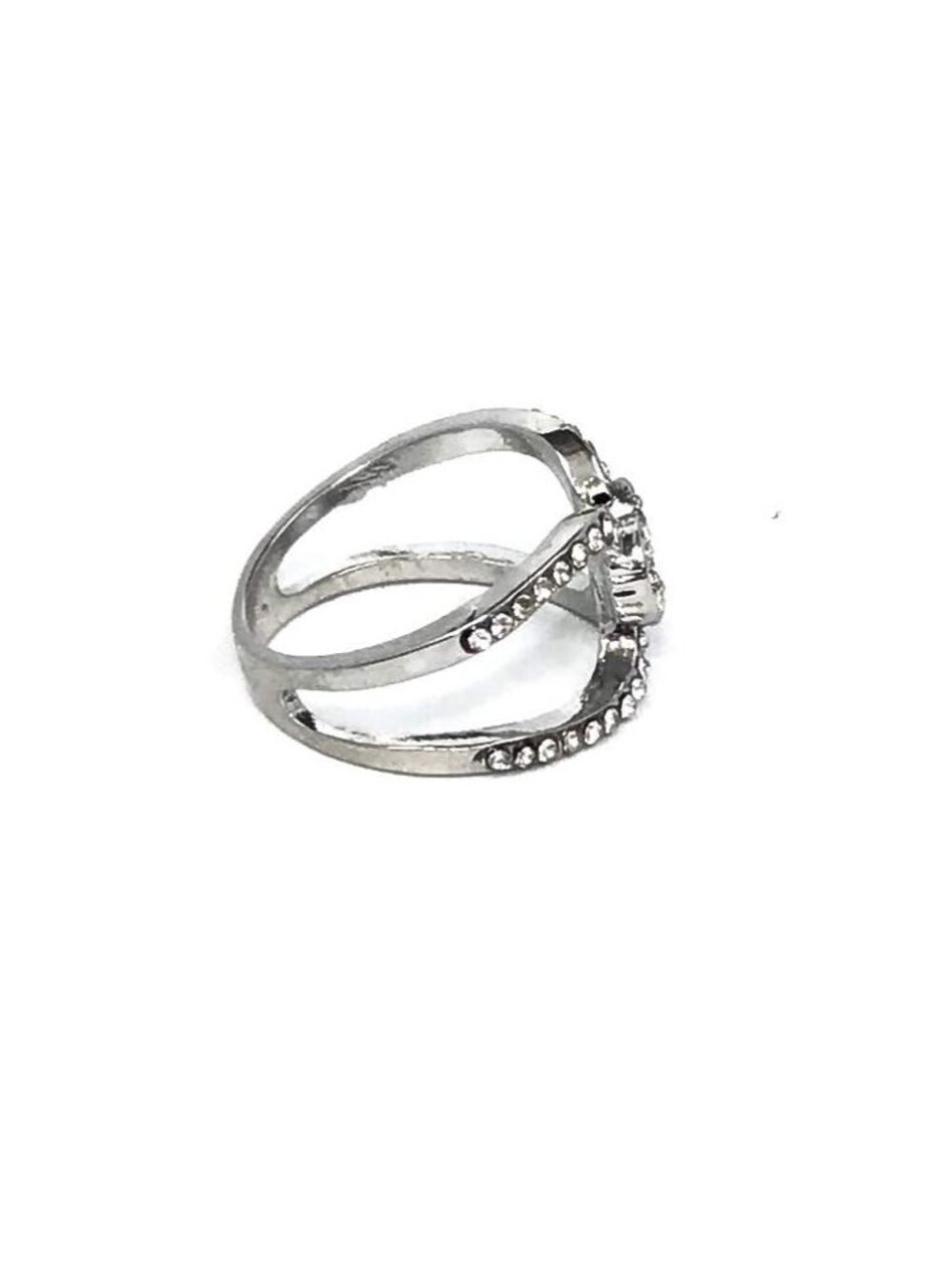 NEW Fashion Silver Crystal Heart Women's Ring Multiple Sizes 7, 8, 9 - Picture 3 of 7